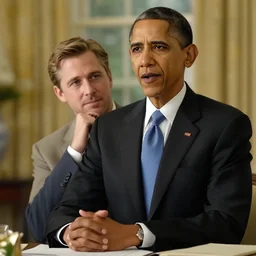 A still of Ryan Gosling as Obama, biographical film