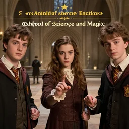 sharp, highly detailed, high quality frame from a 2 0 1 9 sci fi color movie, set in 1 7 6 0 in an alternate universe, mid distant shot of three students practicing magic, at the'school of science and magic ', 1 7 6 0 s era clothing, good lighting, in focus, nice eyes, live action, award winning lighting, award winning photography