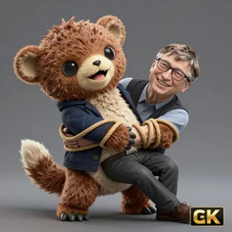Bill Gates being strangled by Linux Tux, Bill Gates being choked out by Tux, stranglehold, 8k ultra HD, realistic 3D render, CGsociety, Artstation trending, CGI
