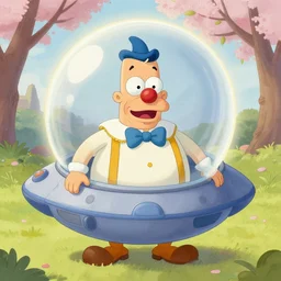 krusty the clown in a spaceship pilot dress, portrait, illustration, rim light, top light, perfectly shaded, spring time, slight overcast lighting, soft painting, art by krenz cushart and wenjun lin