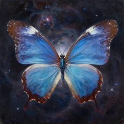 cosmic butterfly nebula, a closeup simple expressive oil painting, by ( leonardo da vinci ) and greg rutkowski and rafal olbinski ross tran airbrush time magazine