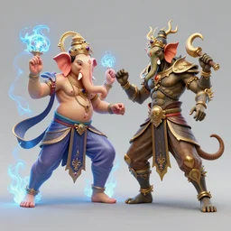 concept art of a fight between ganesh and quetzalcoatl, fantasy, energy, ultra realistic, style by feng zhu and artgerm, trending on artstation, cgsociety, 8 k, octane render, high contrast, 3 d render, cgi, cinematic lighting