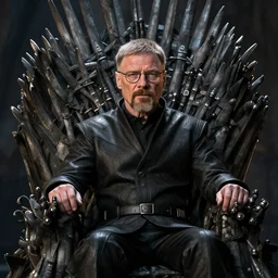 “ very very intricate photorealistic screenshot of a walter white on the iron throne in an episode of game of thrones, detailed atmospheric lighting, award - winning crisp details ”