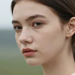 close up a very beautiful face female portrait, 20 years old in a scenic environment by Ilya Kuvshinov