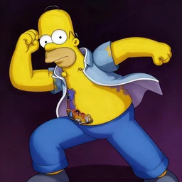 Homer Simpson in Jojos Bizarre Adventure, beautiful painting by Hirohiko Araki. Trending on artstation. Dynamic pose, extreme detail, 4k.