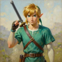 Oil painting of Link - Hero of Time