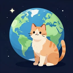 a cat sitting on planet earth, illustration, digital art, trending on artstation