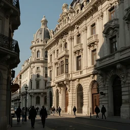 walking down a busy street but the buildings are all the most beautiful architecture you've ever seen