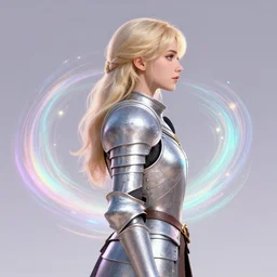 side profile, imogen poots, paladin armor, gloomhaven, luminescent, colorful swirly magic ripples, pastel colors, by greg manchess, huang guangjian, gil elvgren, sachin teng, greg rutkowski, jesper ejsing, ilya kuvshinov