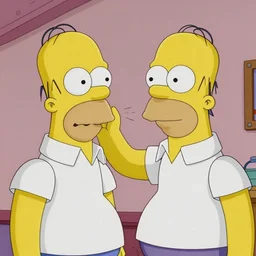 highly realistic photo of Rick Sanchez slapping Homer Simpson in the face, hyperdetailed, artstation, digital art, photorealism, accurate, 8k,