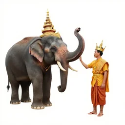 the elephant duel of king naresuan of ayutthaya versus crown prince mingyi swa of burma in burmese - siamese war, warlords fight on back of their decorative war elephants, high quality realistic face, a colorized photo, colorized, # film, movie still