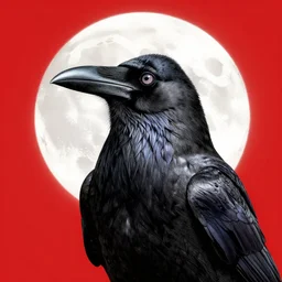portrait, A crow in front of the full big moon, book cover, red white and black colors, establishing shot, extremly high detail, foto realistic, cinematic lighting, pen and ink, intricate line drawings, by Yoshitaka Amano, Ruan Jia, Kentaro Miura, Artgerm, post processed, concept art, artstation, matte painting, style by eddie mendoza, raphael lacoste, alex ross