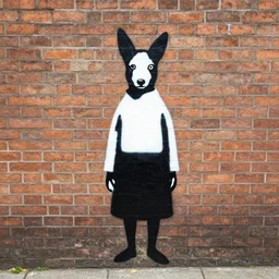 pippi longstocking in the style of banksy on a brick wall