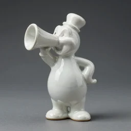 a porcelain model of Bibendum, sculpture, photograph, studio lighting, product photography, advertising photography, pottery, figurine, octane render