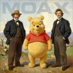 soft colorsphotograph imax and solomon joseph solomon and richard schmid and jeremy lipking victorian loose genre loose painting full length portrait painting of winnie - the - pooh disney
