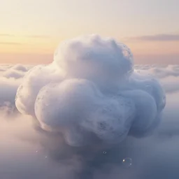 a beautiful render of a soap foam cloud, thick foam, soap bubbles, foggy, volumetric lighting, sunset, very detailed, hyperrealistic, unreal engine 5, raytracing