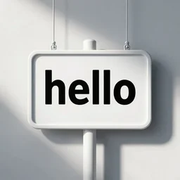 a comic style sign that says hello white background