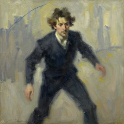 willem dafoe, painting by phil hale, fransico goya,'action lines '!!!, graphic style, visible brushstrokes, motion blur, blurry