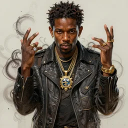 :  KENDRICK LAMAR , fantasy magic,  , intricate, sharp focus, illustration, highly detailed, digital painting, concept art, jahbu art and Paul lewin and kehinde wiley, masterpiece