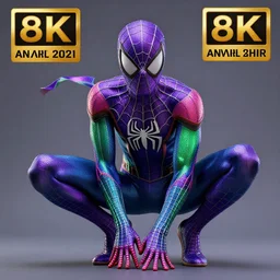 photo of a cyber purple and green spider - man highly detailed 8 k hdr smooth sharp focus high resolution award - winning photo