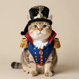 a cat dressed as napoleon bonaparte