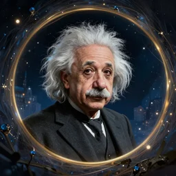 portrait of albert einstein in a magical portal, highly detailed, digital painting, artstation, night scene, wlop concept art, smooth, sharp focus, illustration, art by dreadjim, craig mullins and greg rutkowski, 8 k