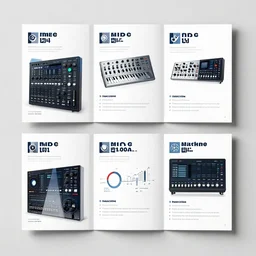 an a 4 pamphlet design explaining midi functions in electronic, music production, infographic