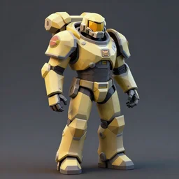 detailed low poly 3d model of fallout power armor