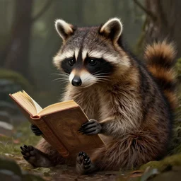 a racoon reading a book, fantasy artwork, detailed and intricate digital painting trending on artstation by wlop octane render
