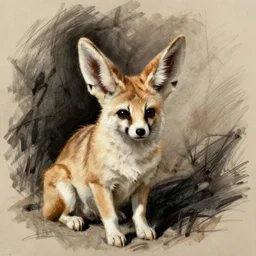 sketch of a fennec by egon schiele