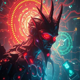 whoever stared at this screen control millions or billion of ongoing operations communion circuits ; mind links ; vibrant, hyperdetailed concept art, by caravaggio, inspired by masamune shirow and ross tran and james gurney, artstation, octane render hdr, rtx, hd photorealistic