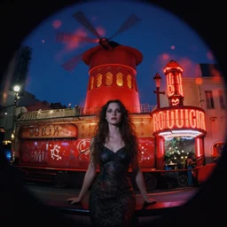 she who heavens,painted by Karel Thole and James C. Christensen and Vernon Grant and Paul Youll,trending on artstation, eerie lighting front view,Moulin Rouge! ,bokeh ,magic realism ,fisheye lens ,american romanticism ,