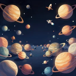A beautiful artwork illustration, an outer space exhibit cluttered with planets, featured on artstation, wide angle, horizontal orientation
