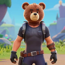 a man wearing a bear hat as a fortnite character, screenshot from fortnite, 3 d unreal engine render