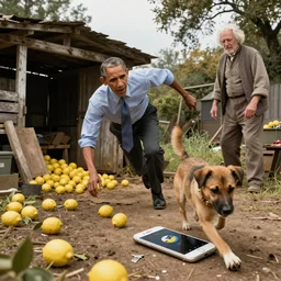 Obama running as he falls over due to A old man's Dog running over an iphone that was broken in the war during the 1800s as the dog finds treasure under a lemon inside a shed where tubiek lived from 2013-2014 and also played mkw t5 and where The Beast lives