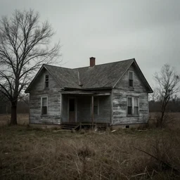 a old home in a remote place, scary, lonely, realistic, 8k, detailed