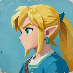 portrait of a female Link from legend of Zelda, face, asymmetrical, profile picture, Organic Painting, sunny day, Matte Painting, bold shapes, hard edges, street art, trending on artstation, by Sam Youn and Gil Elvgren and Sachin Teng