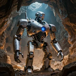 discovery of a highly advanced civilization in a mechanical robot cave with minimal lighting in the style of thomas cole, cinematic lighting, raytracing, 8 k, octane render, volumetric, vivid, beautiful, hyperrealism
