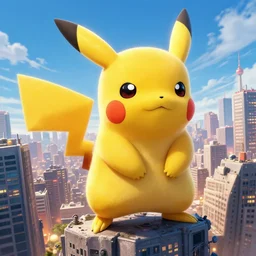 realistic pikachu kaiju assaulting a city movie poster