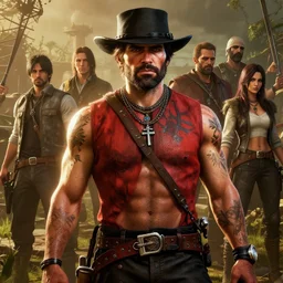 highly detailed portrait of a tattooed gym bro in red dead redemption 2, stephen bliss, unreal engine, fantasy art by greg rutkowski, loish, rhads, ferdinand knab, makoto shinkai and lois van baarle, ilya kuvshinov, rossdraws, tom bagshaw, global illumination, radiant light, detailed and intricate environment