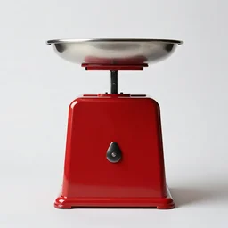 ruby red vintage scale, studio product photography, isolated on a pure white background, centered, entire object in frame, sharp focus, soft studio lighting