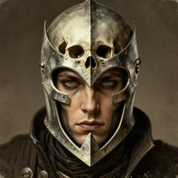 dark souls knight as an eldritch realistic fantasy character, closeup portrait art by donato giancola and greg rutkowski, vintage retro, realistic face, digital art, trending on artstation, eldritch skull helmet, symmetry!!