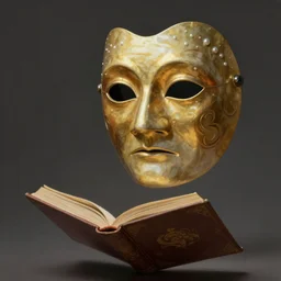 Magic Floating Thespian Mask reading a book, no body, bodyless, theater mask, Ivan Aivakovsky, Boris Vallejo, epic fantasy character art, D&D Concept Art, Realistic, Regal, Refined, extremely detailed, Detailed Digital Art, Oil Paining, Exquisite detail, post-processing, masterpiece, Cinematic Lighting, Unreal Engine, 8k, HD, Stanley Artgerm Lau, WLOP, Rossdraws, Frank Frazetta, Andrei Riabovitchev, Marc Simonetti, trending on artstation, flawless