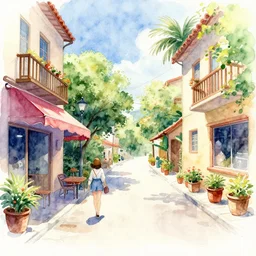 street summer watercolor pen bright color on artstation