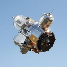 photo of a soviet spy satellite, photorealistic, ultra high detail, 8k, lens flare
