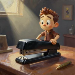 chris martin transforms into an desk stapler, beautiful oil painting, animorphs