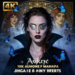 hyperrealistic portrait of amber heard as a vampire witch in a black coat with her charon eyes covered by silver coins, sapphire butterflies mystic fog smoke. by jeremy mann and alphonse mucha, fantasy art, photo realistic, dynamic lighting, artstation, poster, volumetric lighting, very detailed faces, 4 k, award winning