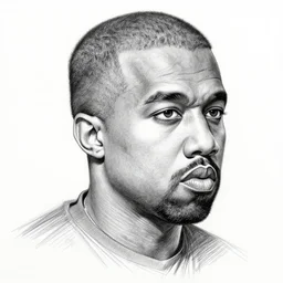 Kanye west pencil rough sketch, detailed