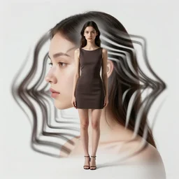 photo of an impossible human female, optical illusion, studio photo