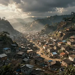 smurf village as slums, detailed,